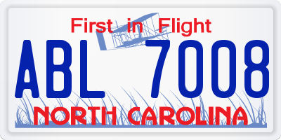 NC license plate ABL7008
