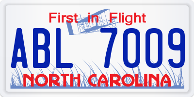 NC license plate ABL7009