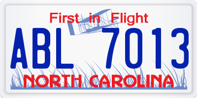 NC license plate ABL7013