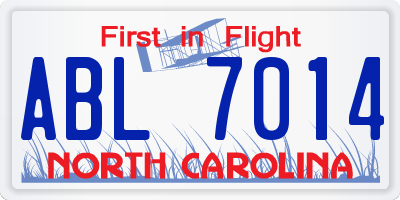 NC license plate ABL7014