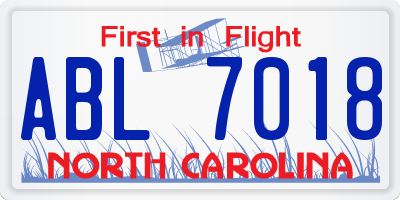 NC license plate ABL7018