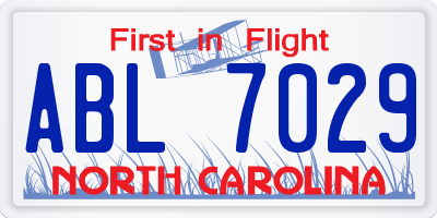 NC license plate ABL7029