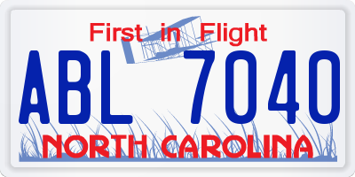NC license plate ABL7040
