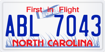 NC license plate ABL7043