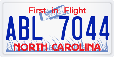 NC license plate ABL7044