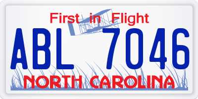 NC license plate ABL7046