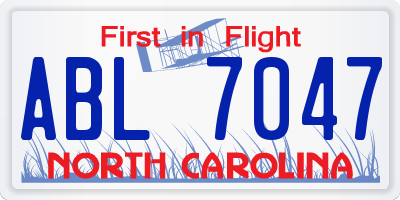 NC license plate ABL7047