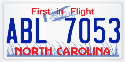 NC license plate ABL7053