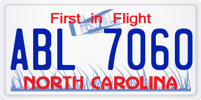 NC license plate ABL7060