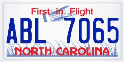 NC license plate ABL7065