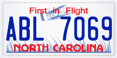 NC license plate ABL7069