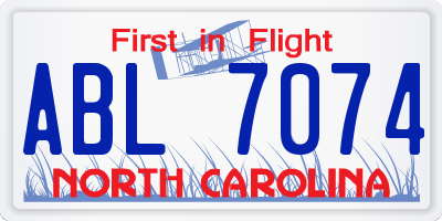 NC license plate ABL7074