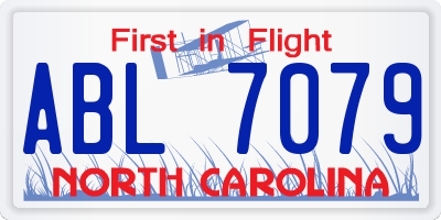 NC license plate ABL7079