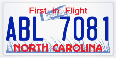 NC license plate ABL7081