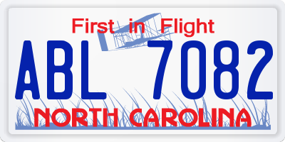 NC license plate ABL7082