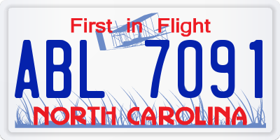 NC license plate ABL7091