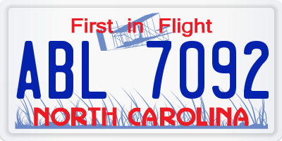 NC license plate ABL7092