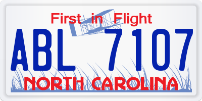 NC license plate ABL7107