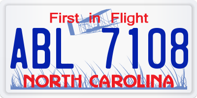 NC license plate ABL7108