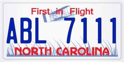 NC license plate ABL7111