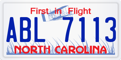 NC license plate ABL7113
