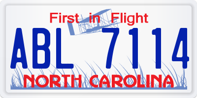 NC license plate ABL7114