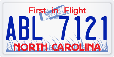 NC license plate ABL7121