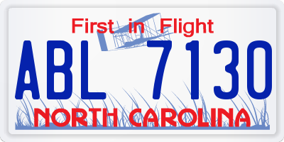 NC license plate ABL7130