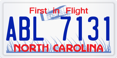NC license plate ABL7131