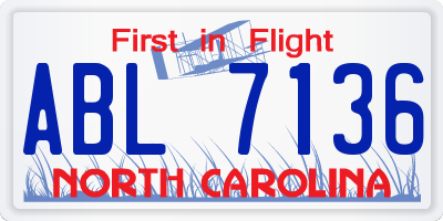 NC license plate ABL7136