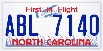NC license plate ABL7140