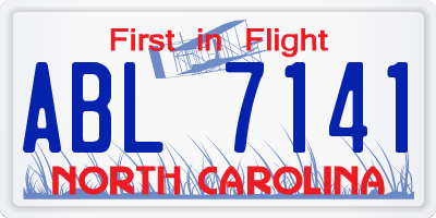 NC license plate ABL7141