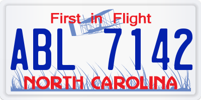 NC license plate ABL7142