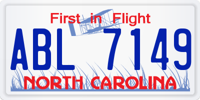 NC license plate ABL7149