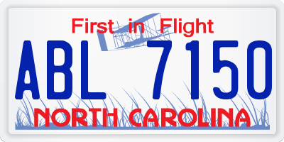 NC license plate ABL7150