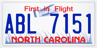 NC license plate ABL7151