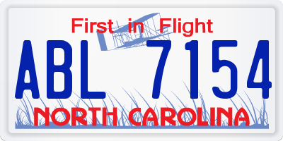 NC license plate ABL7154