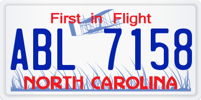 NC license plate ABL7158