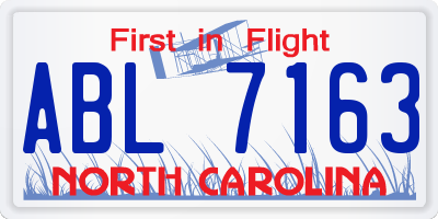 NC license plate ABL7163