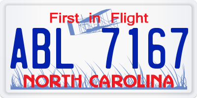 NC license plate ABL7167