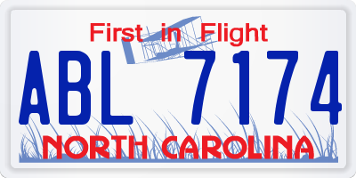 NC license plate ABL7174
