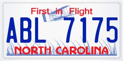NC license plate ABL7175
