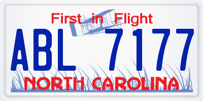 NC license plate ABL7177