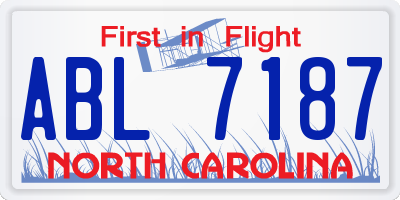 NC license plate ABL7187