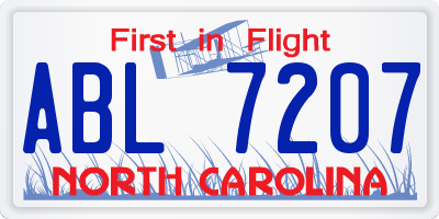 NC license plate ABL7207