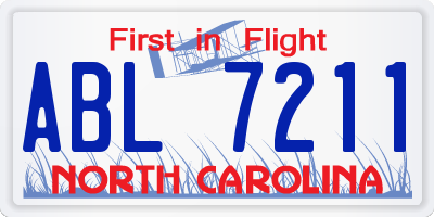 NC license plate ABL7211