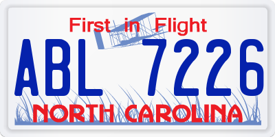 NC license plate ABL7226