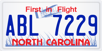 NC license plate ABL7229