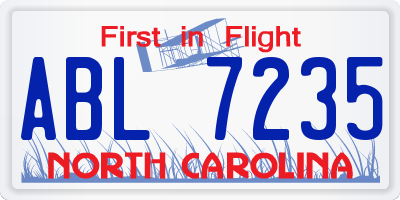 NC license plate ABL7235