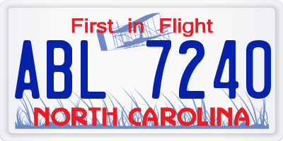 NC license plate ABL7240
